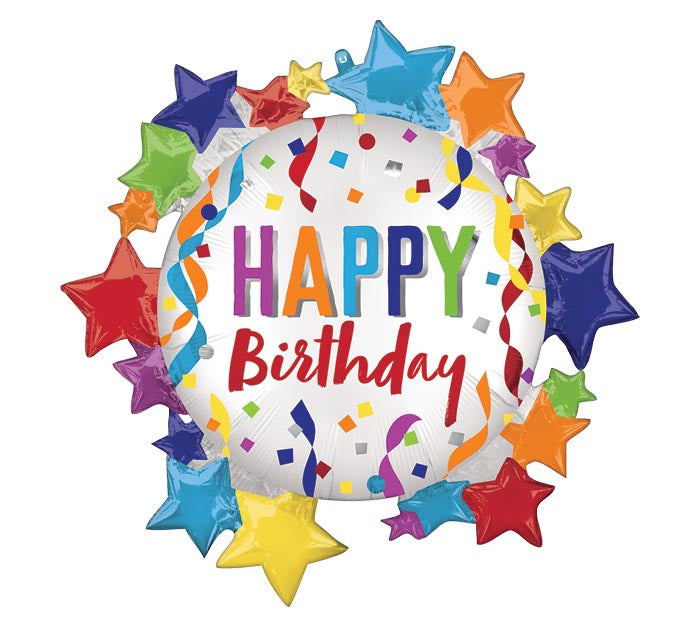 30" Happy Birthday Celebrate Stars Mylar