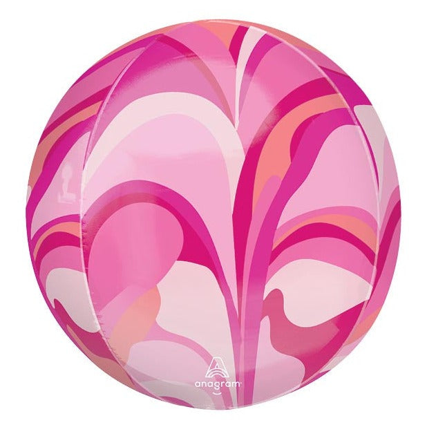16" Pink Macro Marble Orbz Balloon