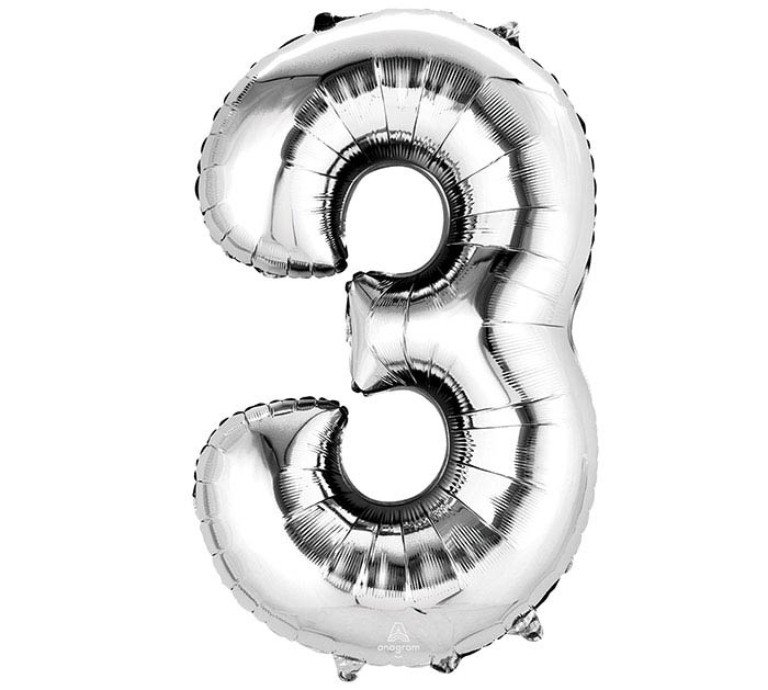 34" Silver Mylar Numbers