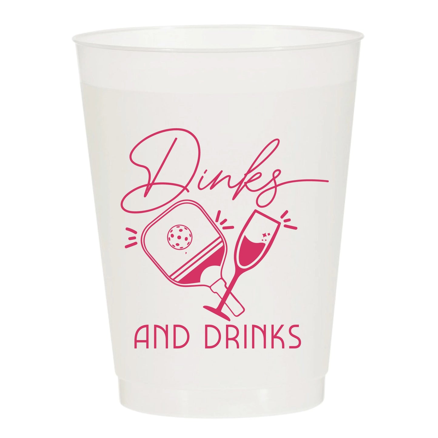 Dinks and Drinks Pink Racket Pickleball Frostflex Cups