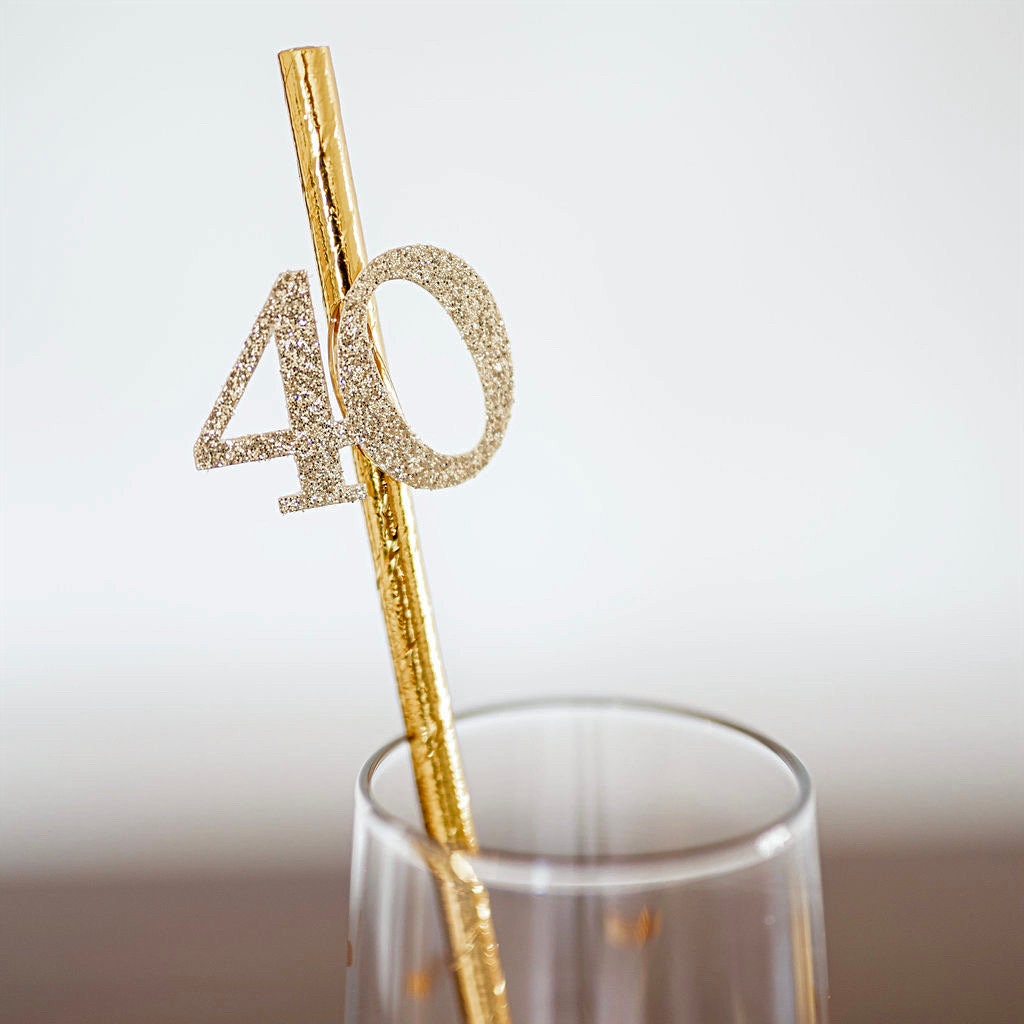 40th Birthday Gold Straws