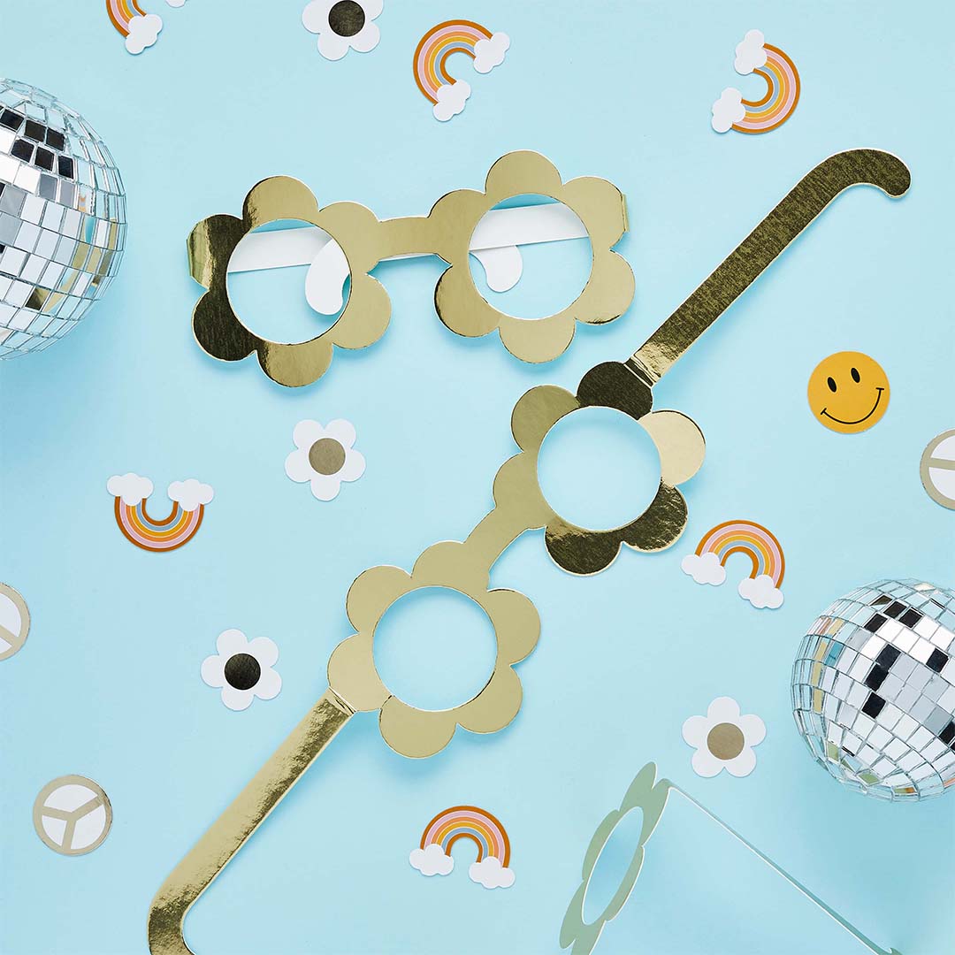 Gold Daisy Paper Glasses