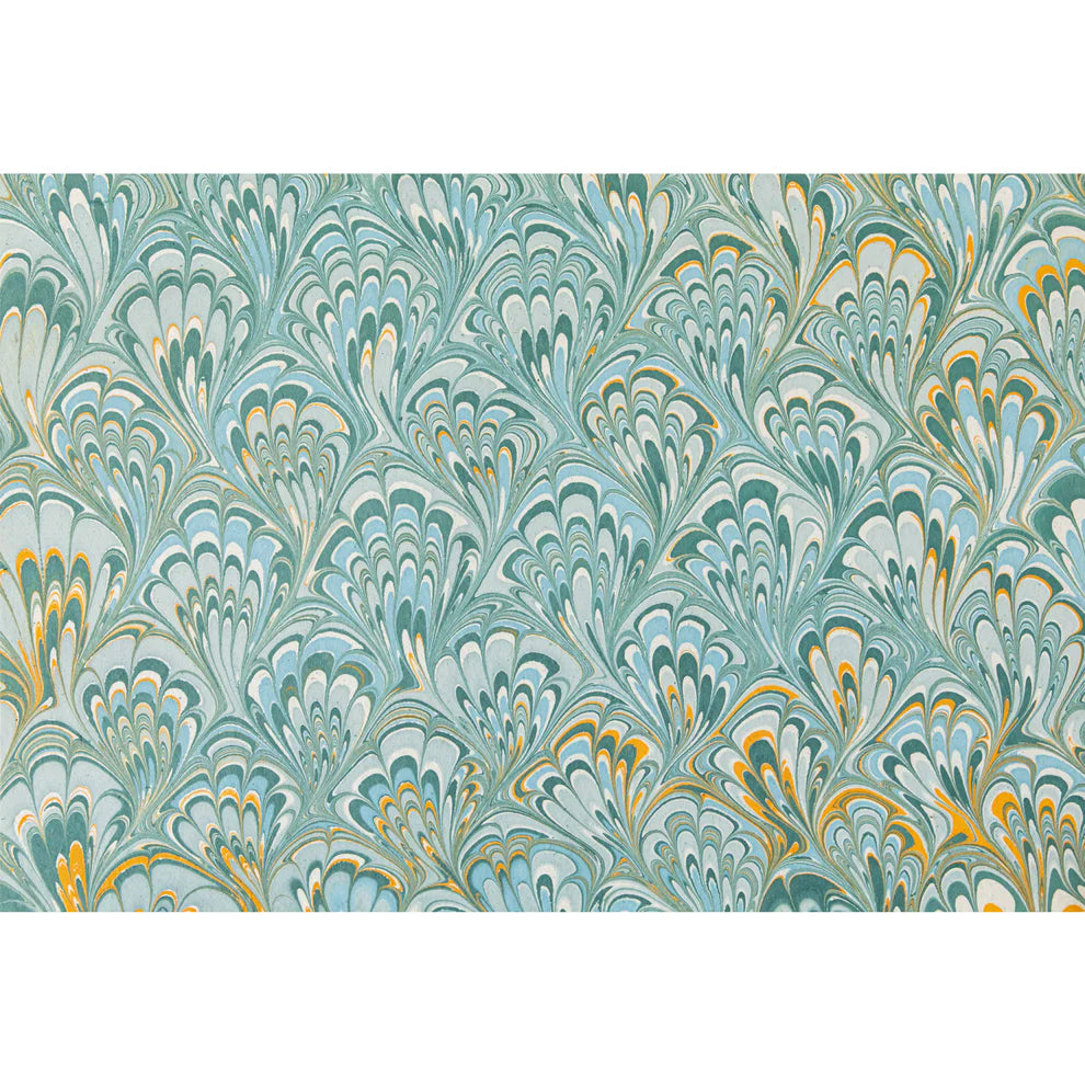 Blue & Gold Peacock Marbled Placemats