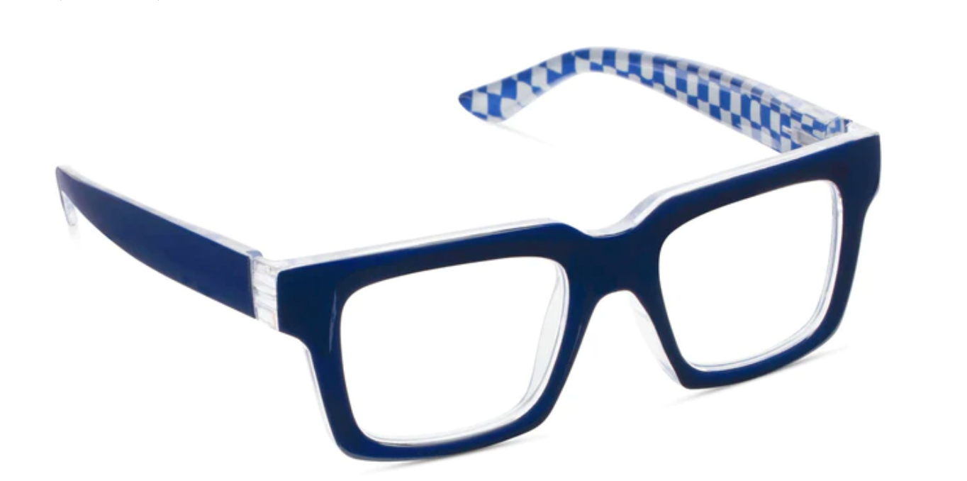 Louie Peepers Reading Glasses -- Navy/Check
