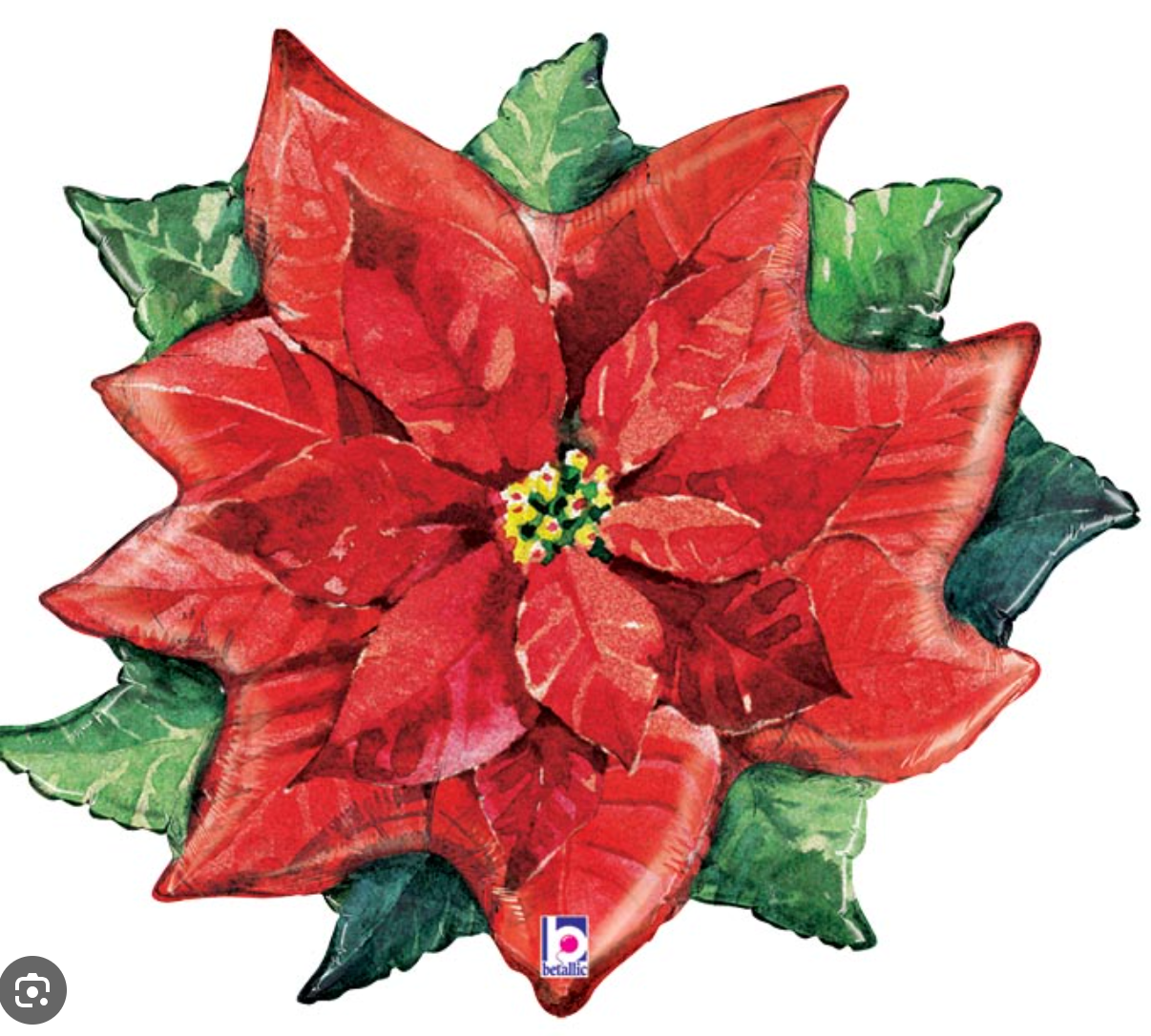 34" Poinsettia Holographic Mylar Balloon