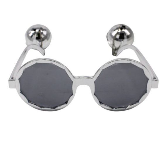 Metallic Silver Disco Ball Sunglasses