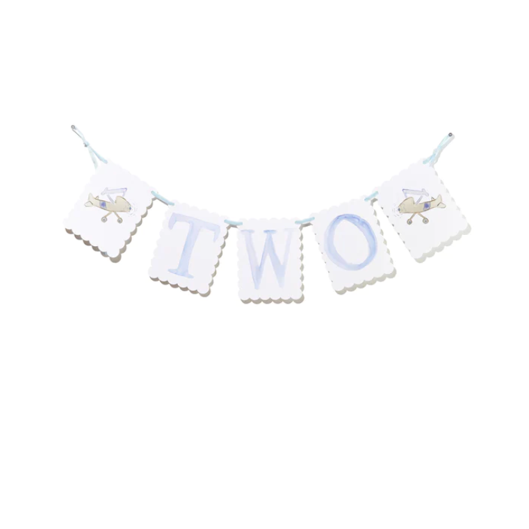 "TWO" Birthday Banner - Blue