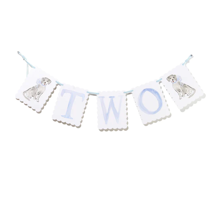 "TWO" Birthday Banner - Blue