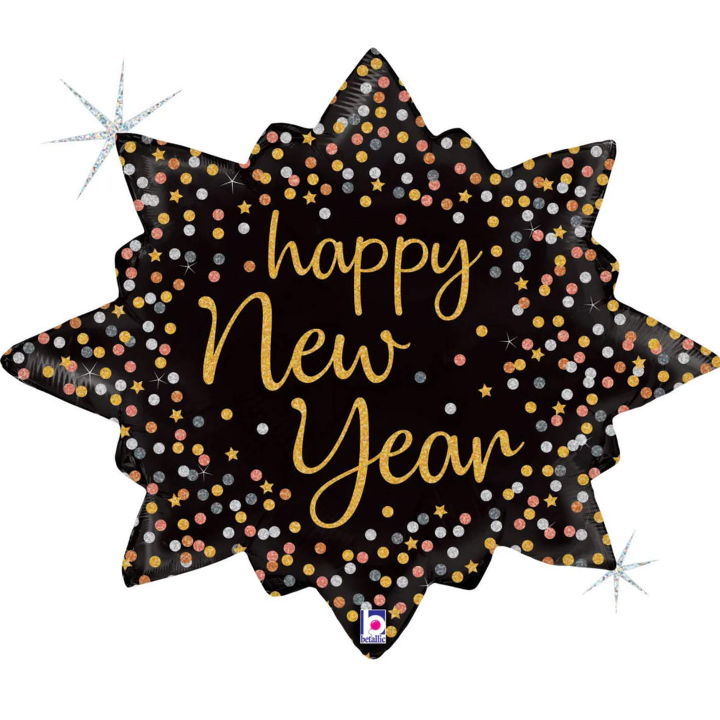 32" New Year Confetti Burst Mylar Balloon