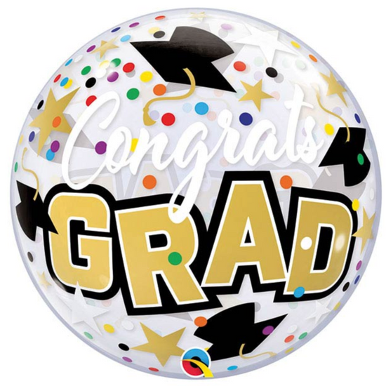 Congrats Grad Stars & Dots Bubble Balloon