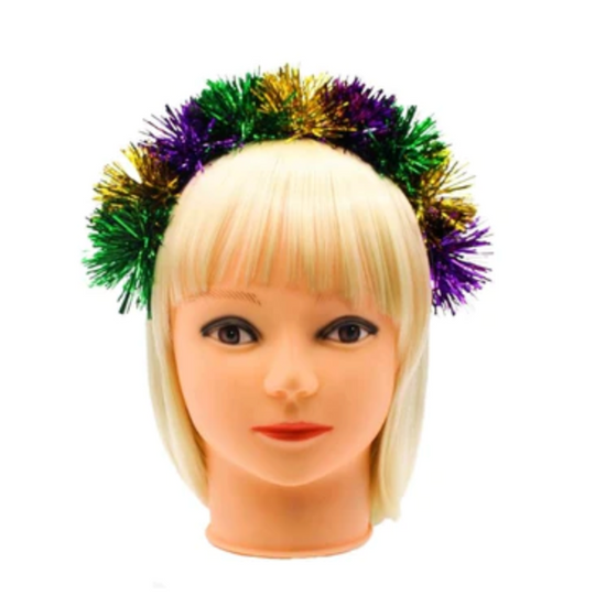 Purple, Green and Gold Mardi Gras Pom Pom Headband