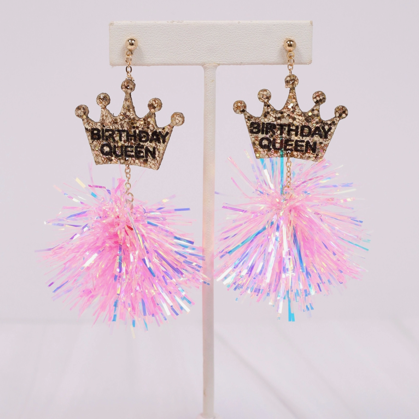 Birthday Queen Pom Pom Earrings