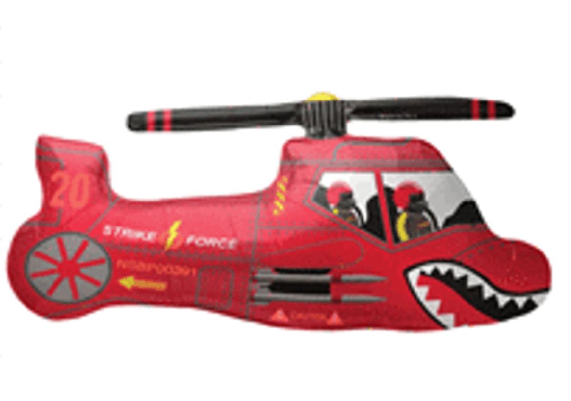 36" Red Helicopter Mylar Balloon
