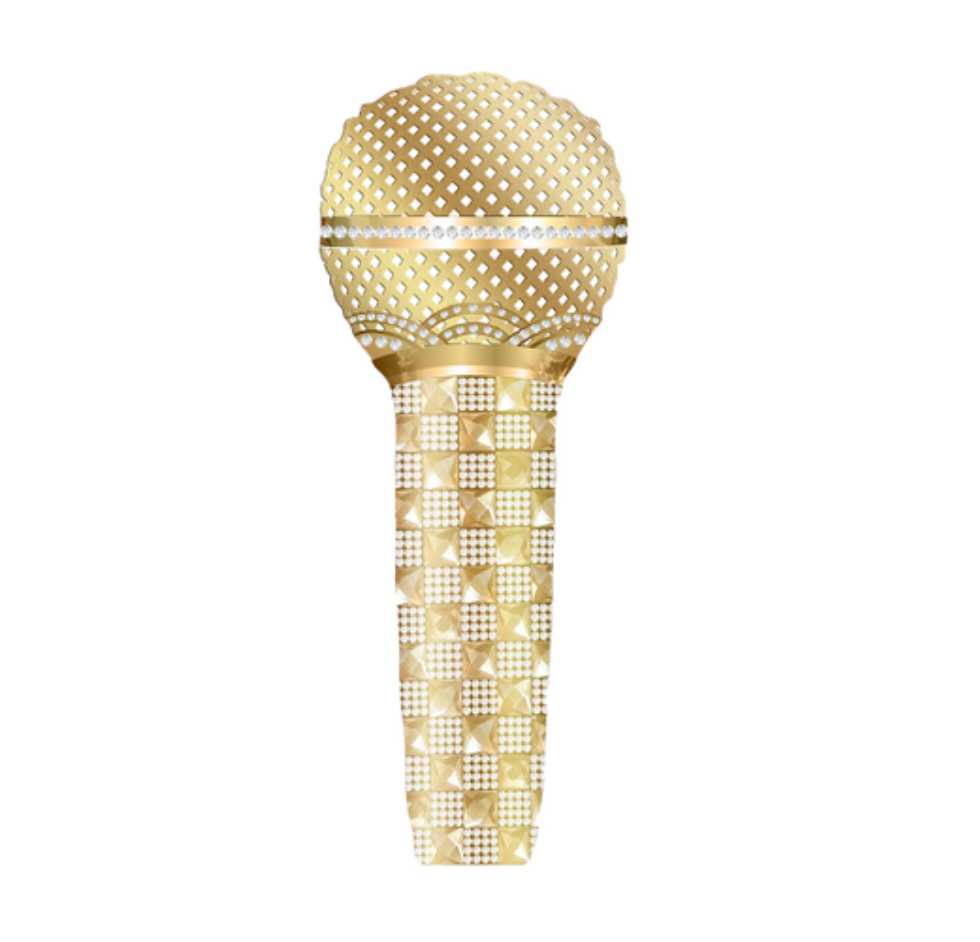 33" Gold Microphone Mylar Balloon