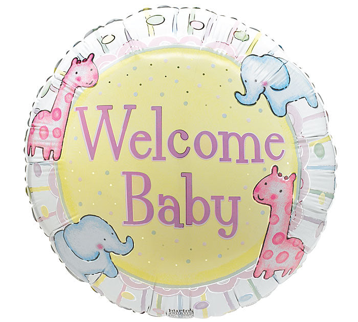 17" Welcome Baby Animal Cracker Mylar Balloon