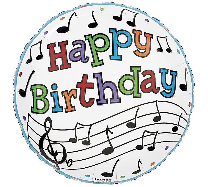 17" Happy Birthday Music Note Balloon