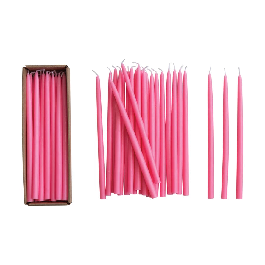 10" Pink Thin Taper Candles