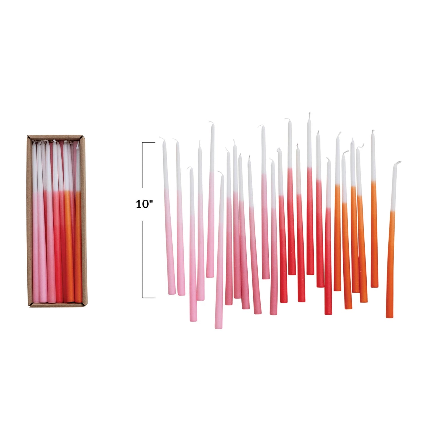 10" Multicolor Ombre Thin Taper Candle