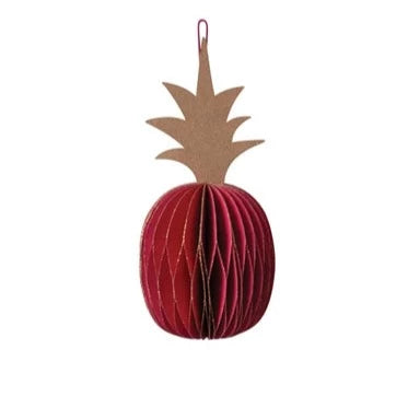 Handmade Recycled Paper Folding Honeycomb Pineapple Ornament with Glitter
