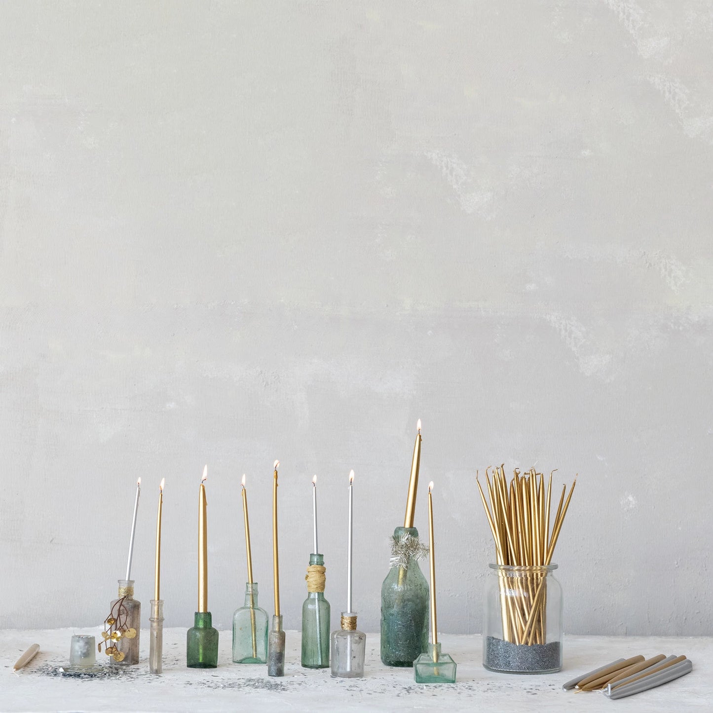 10" Silver Thin Taper Candles