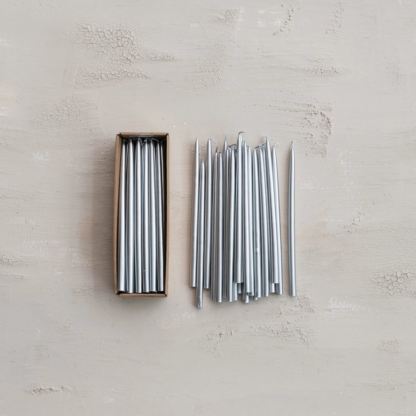 10" Silver Thin Taper Candles