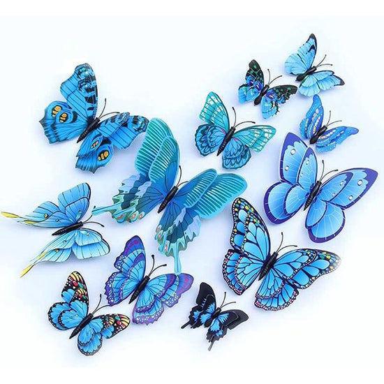 3D Butterfly Wall Stickers - Blue