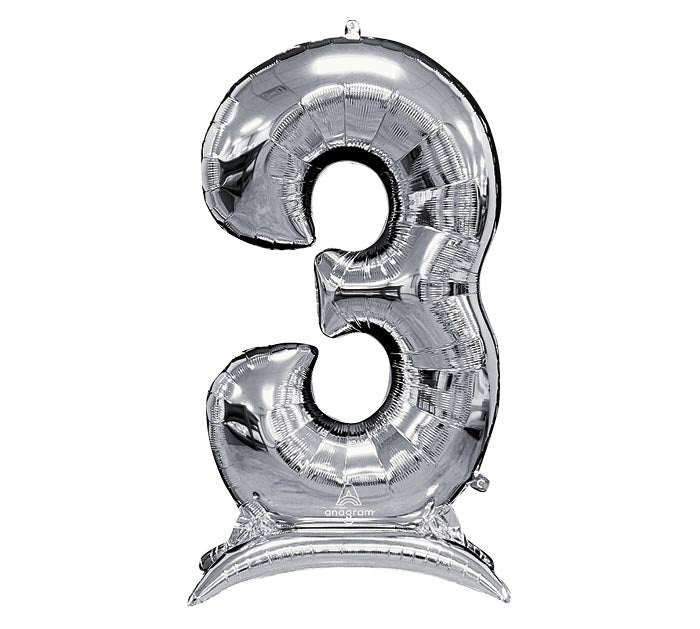 52" Standing Silver Number Balloons