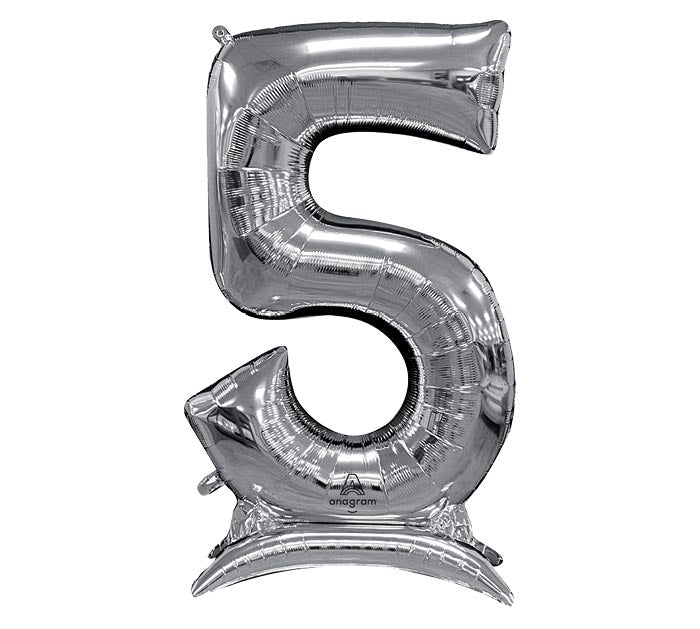 52" Standing Silver Number Balloons