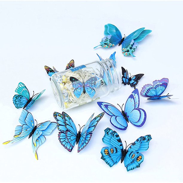 3D Butterfly Wall Stickers - Blue
