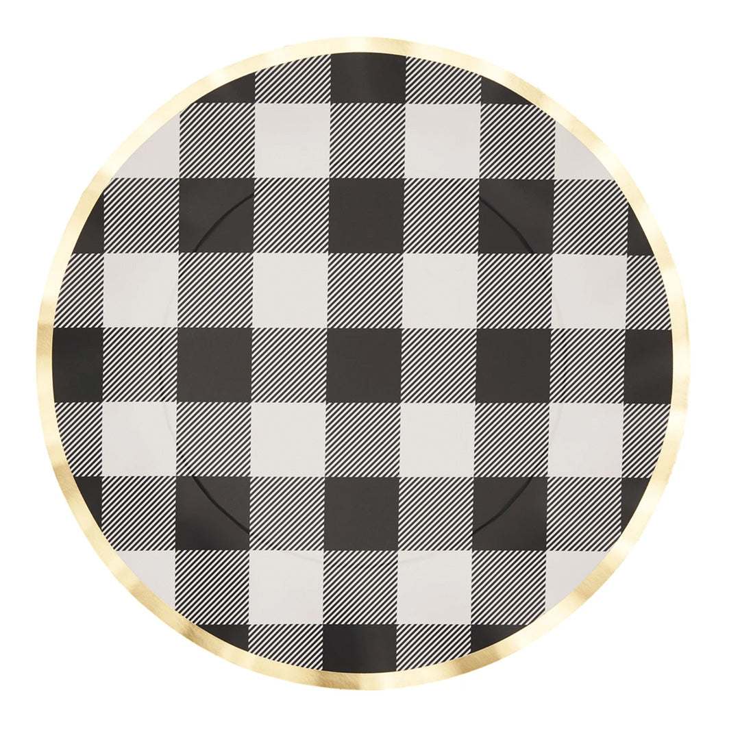 Black Buffalo Check Wavy Paper Dinner Plate