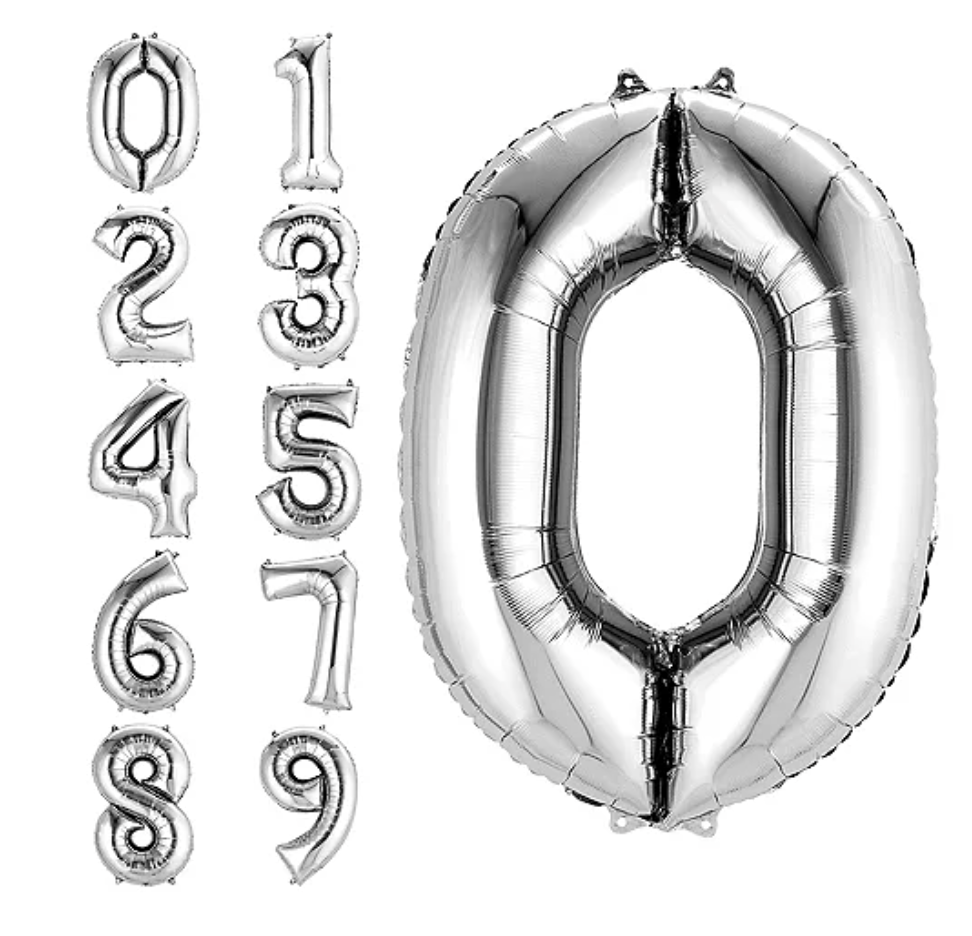 34" Silver Mylar Numbers