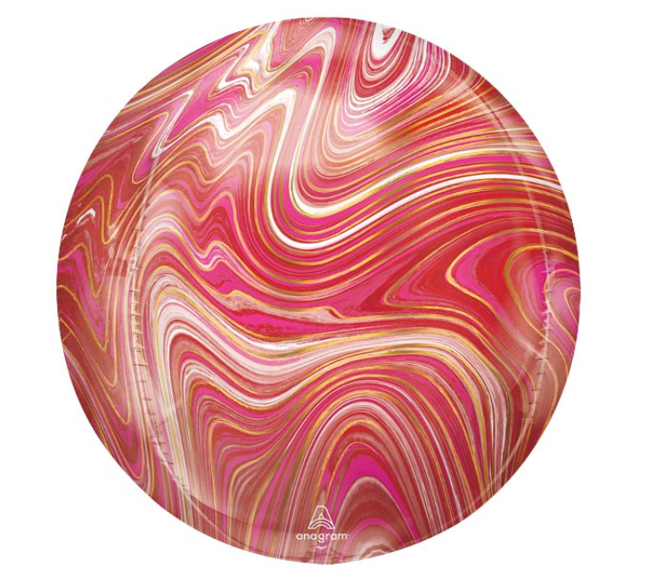 16" Pink & Red Marbled Orbz
