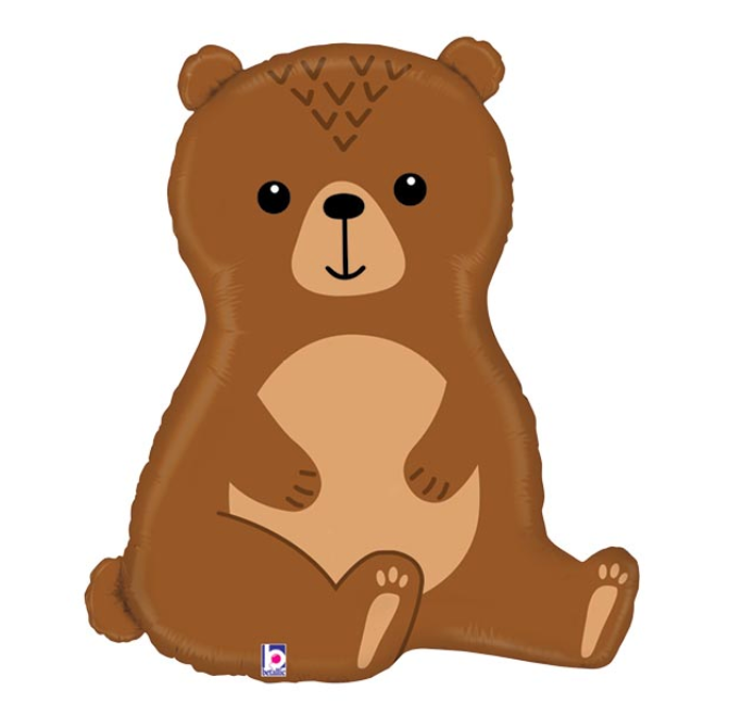 34" Woodland Brown Bear Mylar Balloon
