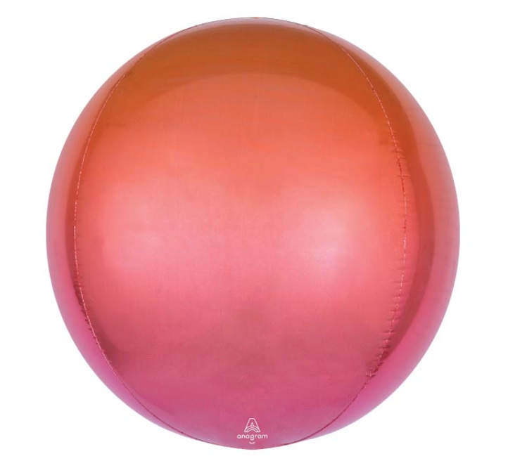 16" Red & Orange Ombre Orbz Balloon