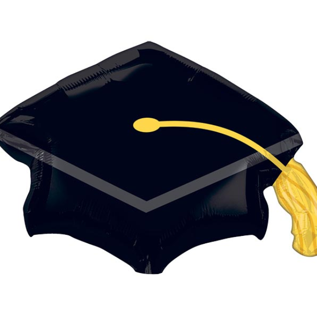 31" Black Grad Hat Mylar Balloon