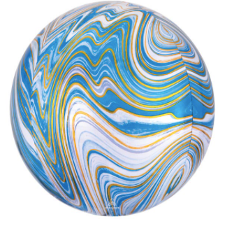 16" Marble Orbz Balloon Blue Balloon