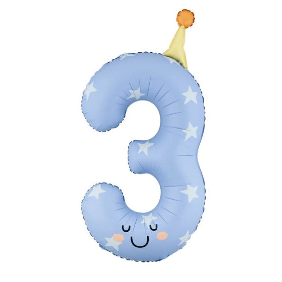 34" Colorful Mylar Number Balloons with Party Hats