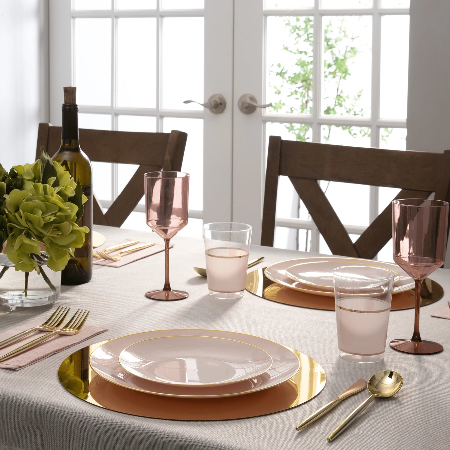 Blush and Gold Round Plastic Salad Plates