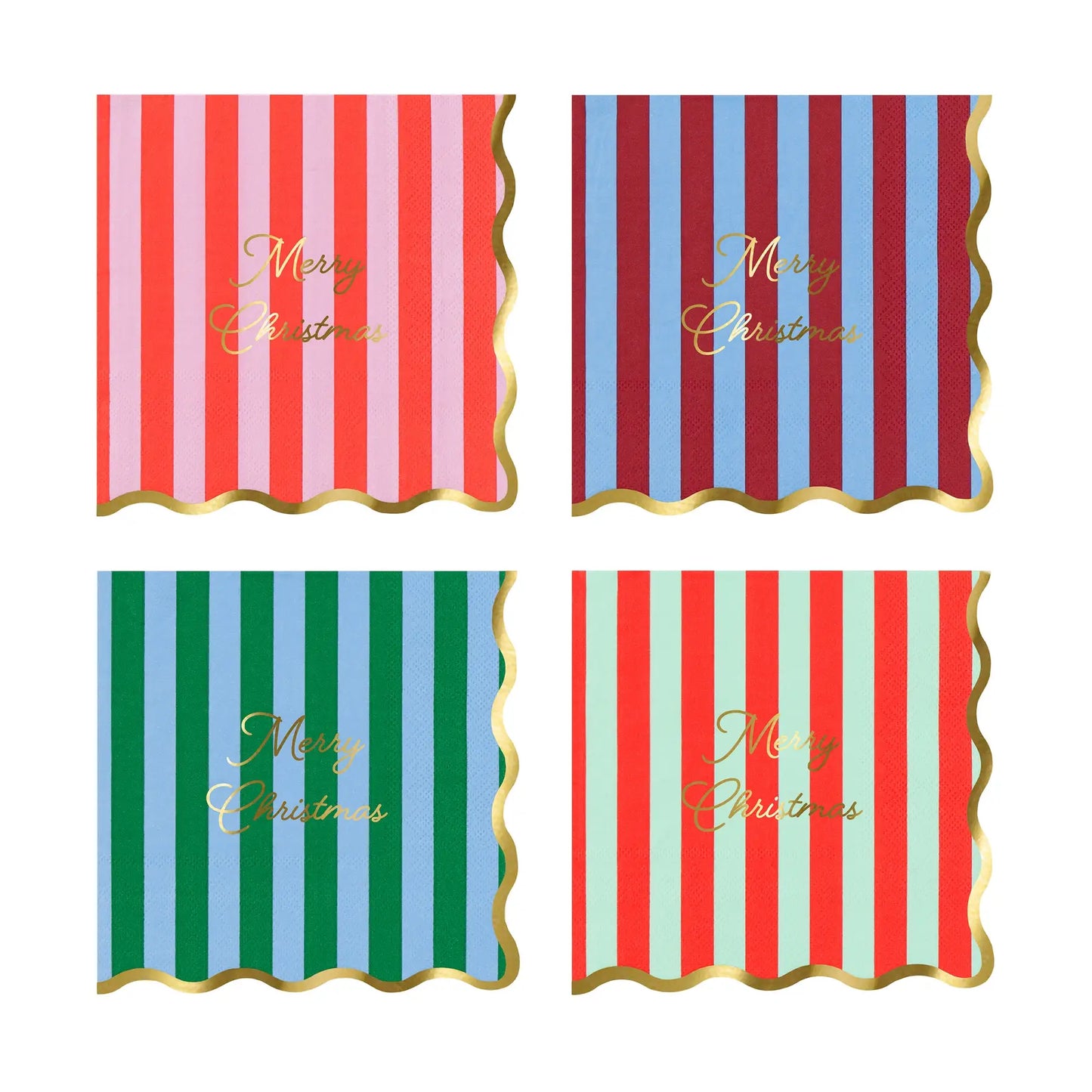 Striped Merry Christmas Large Napkins