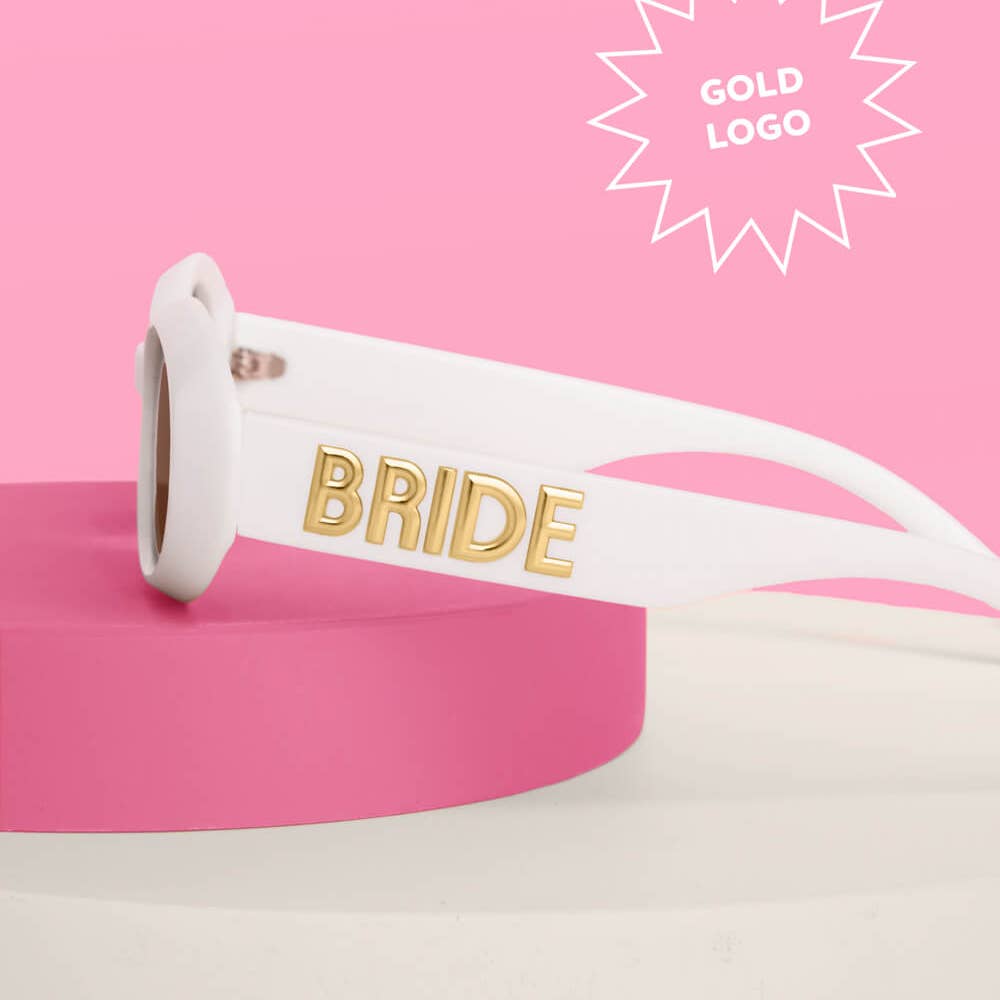 White and Gold Bride Sunglasses