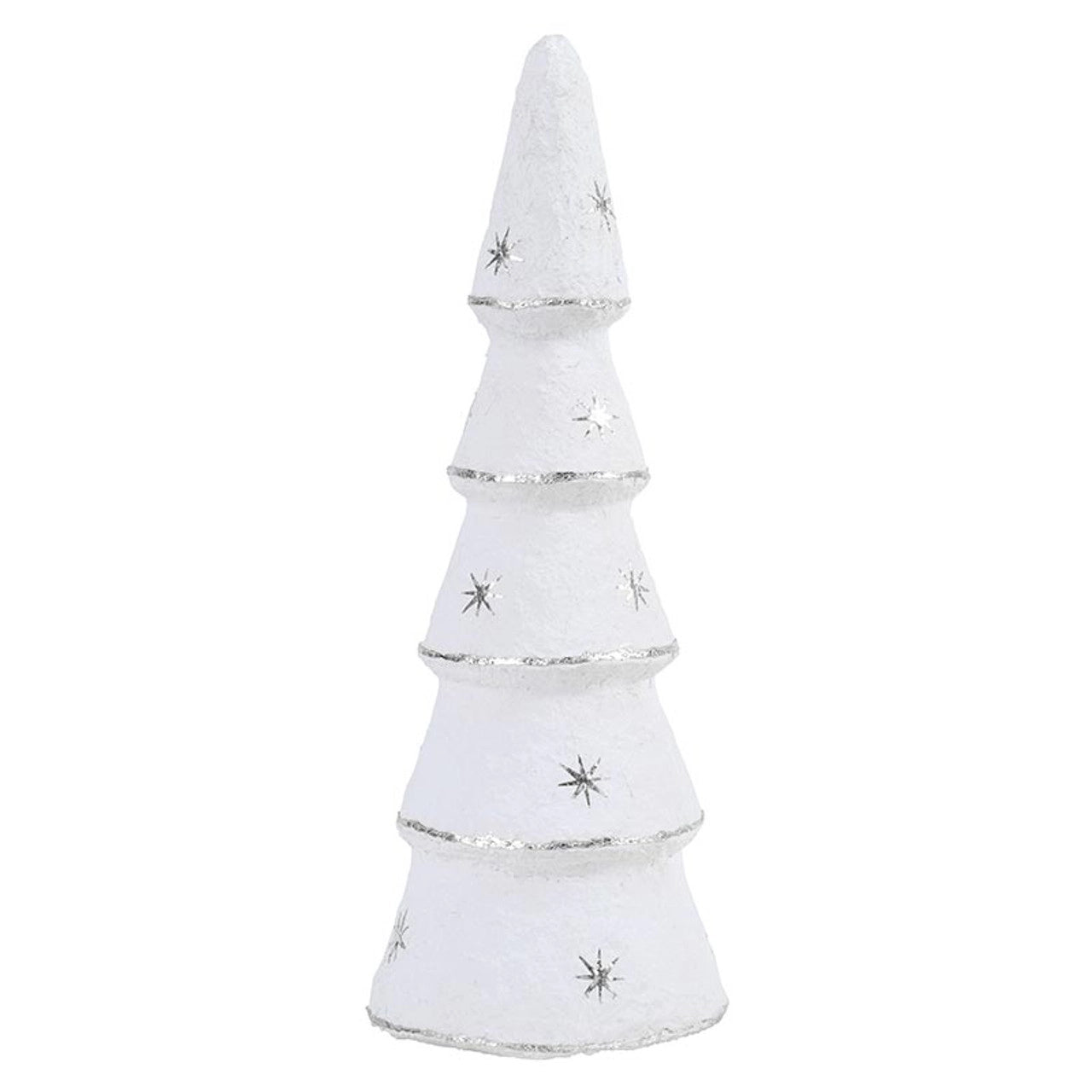 White and Silver Paper Mache Tree Set