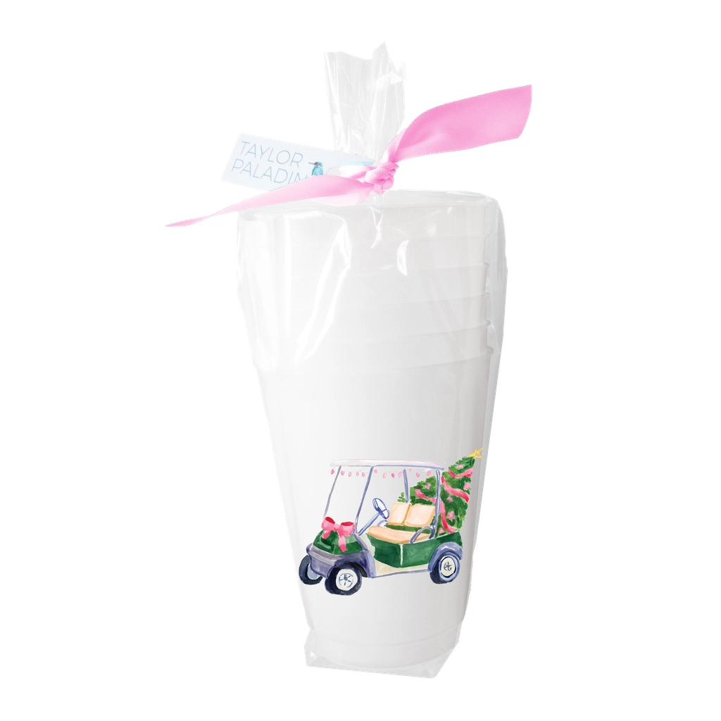 Holiday Golf Cart Frosted Cups