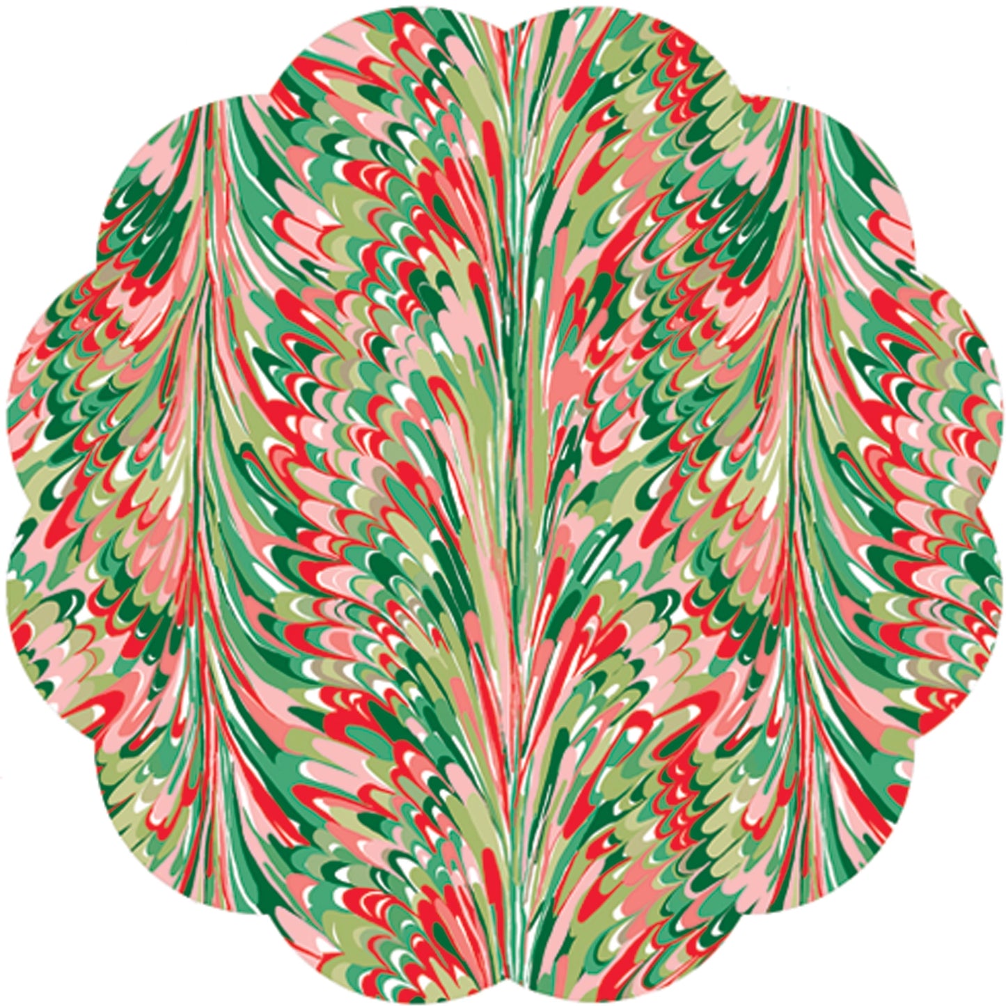 Christmas Marble Scalloped Placemats