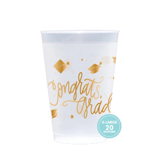 Congrats Grad Gold Ink Frosted Cups