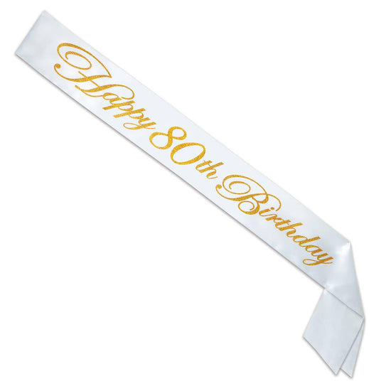 Glittered Happy Birthday Satin Sash