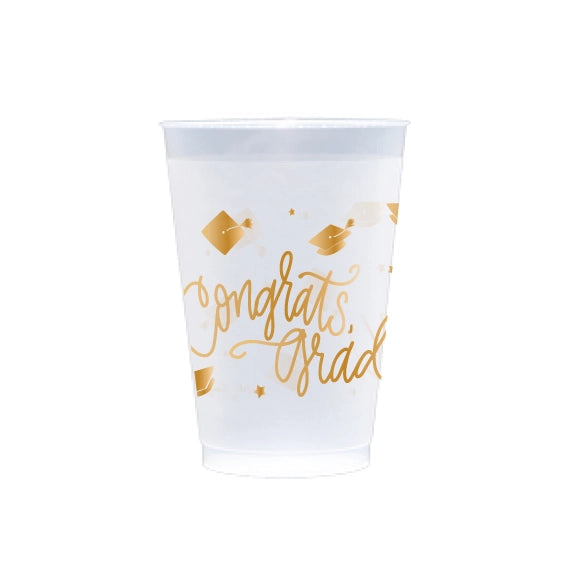 Congrats Grad Gold Ink Frosted Cups