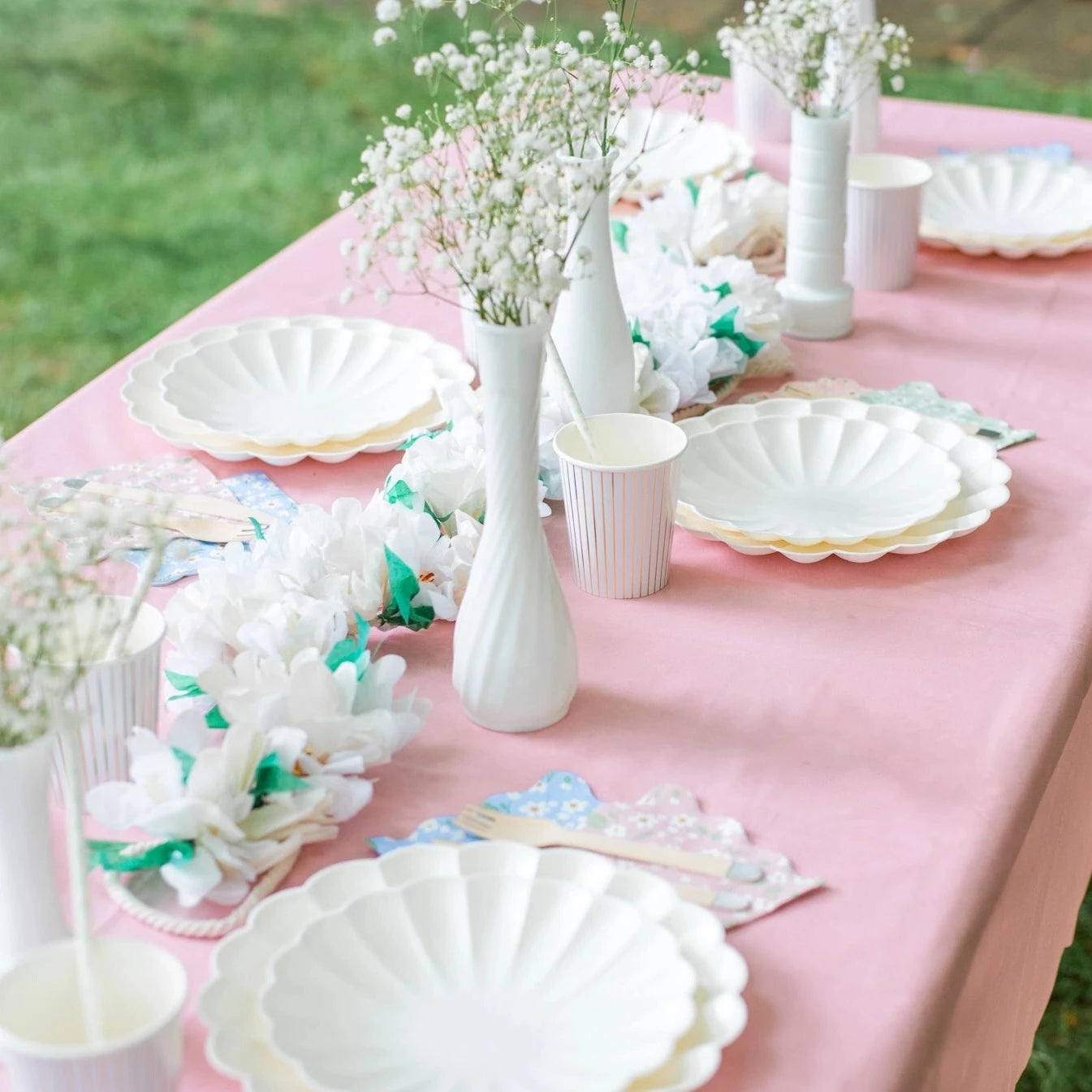 Ecofriendly Pastel Pink Disposable Tablecloth