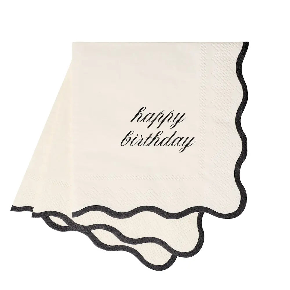 Cream & Black Birthday Napkin