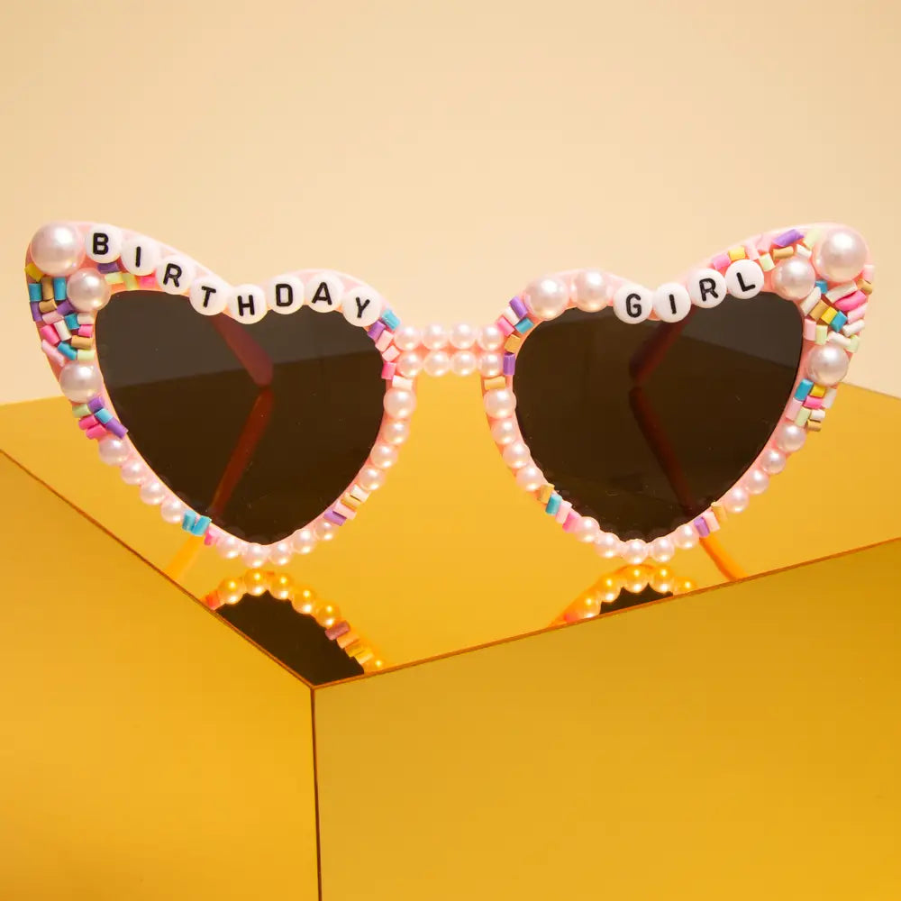 Pink Birthday Girl Sprinkle & Pearl Sunglasses