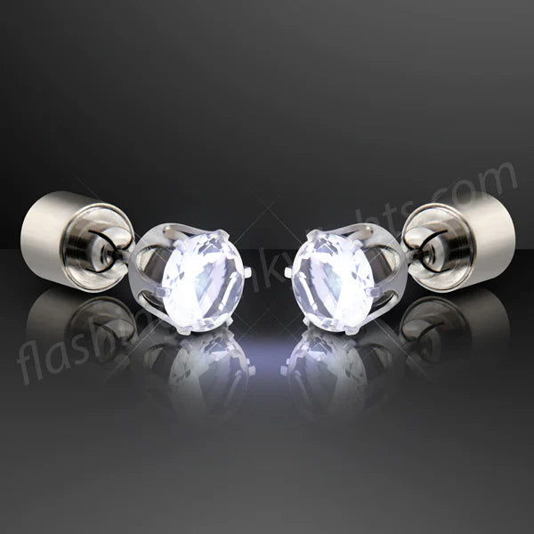 Load image into Gallery viewer, White LED Faux Diamond Pierced Earrings
